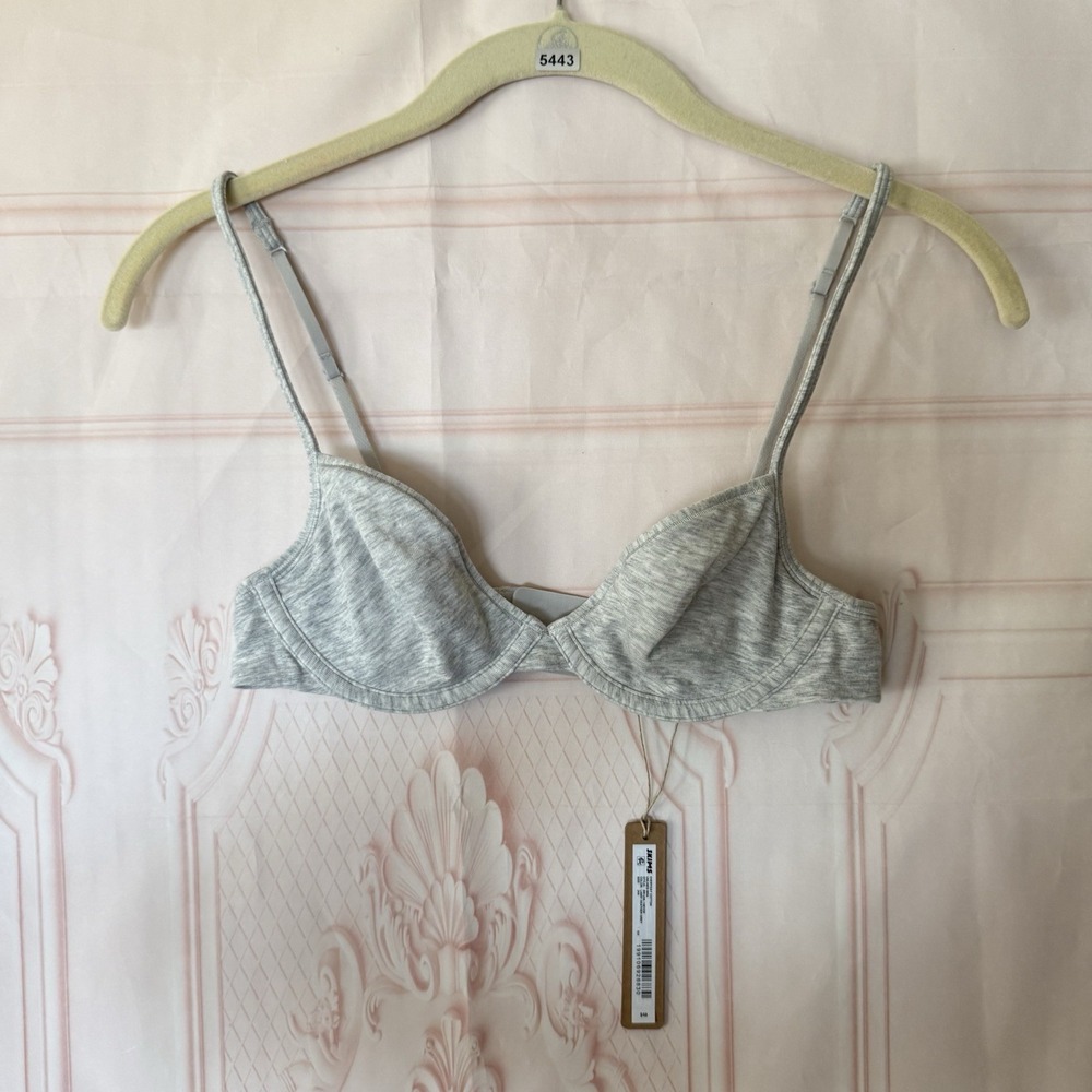 Skims Everyday Cotton Unlined Bra Light Heather Grey Size 34A NWT